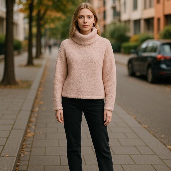Pink Republic Womens Sweater Size XS Soft Fluffy Turtleneck Mauve Blossom NEW - Picture 2 of 6